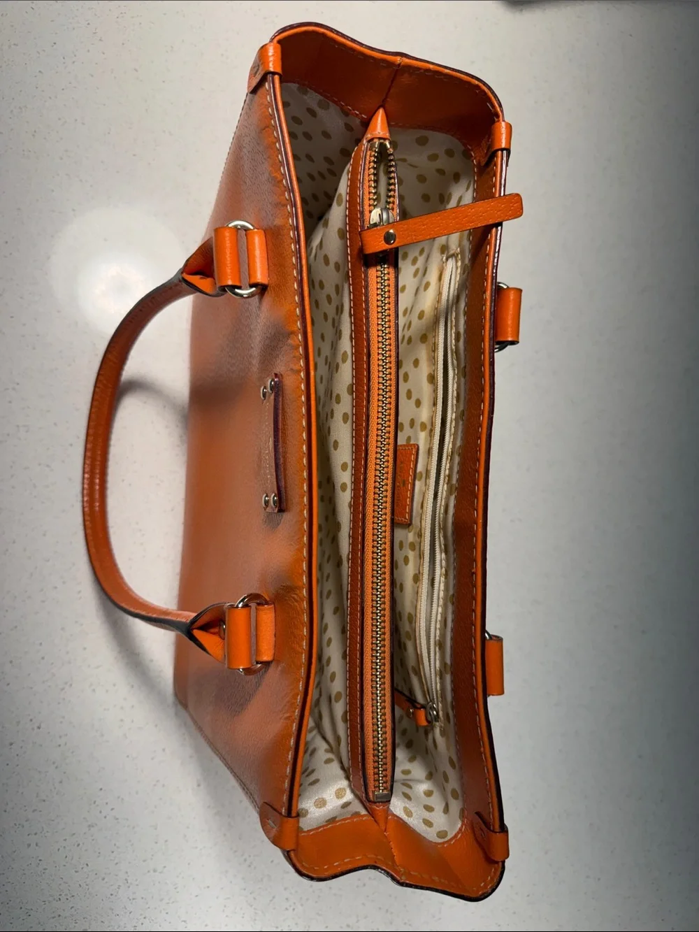 kate spade Orange Pebbled Leather Double-Handle Shoulder Bag